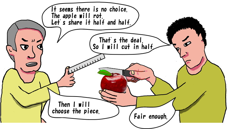 The apple is shared subject to the agreement.