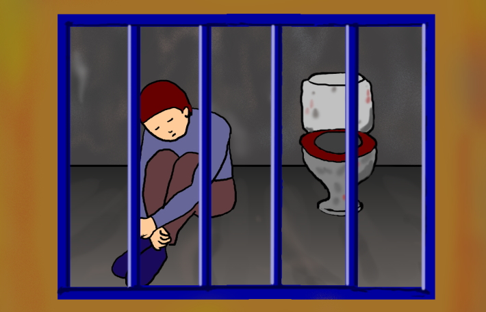 picture of a prisoner in a cell