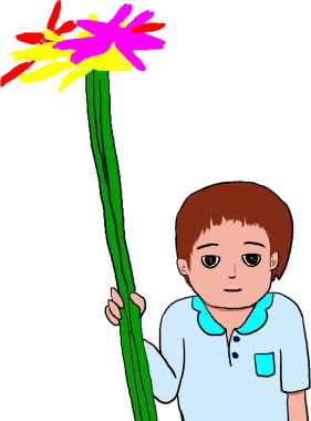 an image of a boy who has a flower