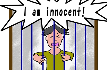 This illustration depicts someone imprisoned due to a false accusation.